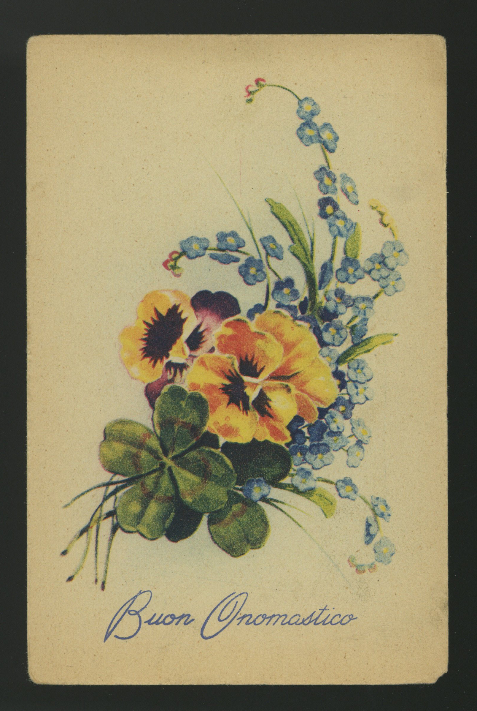 Cartolina D Epoca Post Card Quadrifoglio Quatrefoil Fortuna Buon Onomastico Ebay